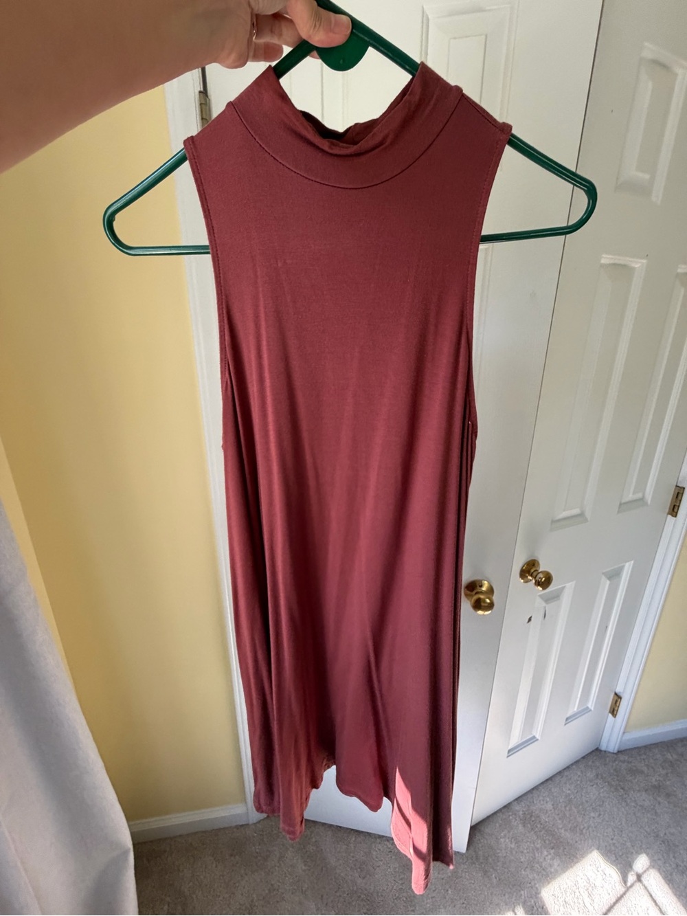silence + noise Rust Red Mock Neck Sleeveless swing dress